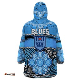 blues rugby aboriginal wearable blanket hoodie new south wales state of origin