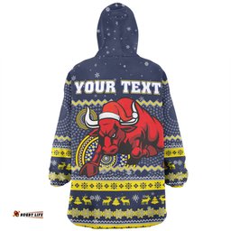 North Queensland Cowboys Christmas Custom Snug Hoodie - Ugly Xmas And Aboriginal Patterns For Die Hard Fan Snug Hoodie