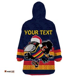 afl adelaide christmas personalised wearable blanket hoodie with crows mascot
