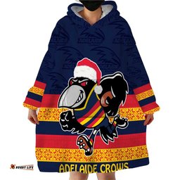 afl adelaide christmas personalised wearable blanket hoodie with crows mascot