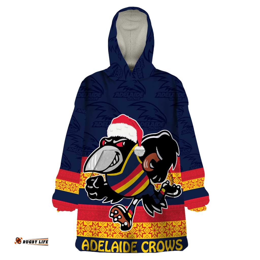 afl adelaide christmas personalised wearable blanket hoodie with crows mascot