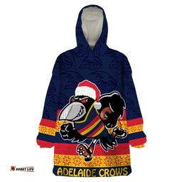 afl adelaide christmas personalised wearable blanket hoodie with crows mascot