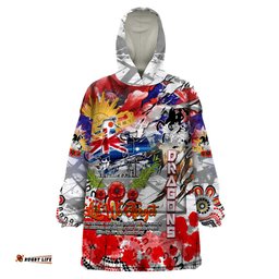 personalised australia rugby dragons anzac wearable blanket hoodie st george illawarra scratch style dt02