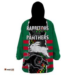nrl combine rabbitohs and panthers wearable blanket hoodie