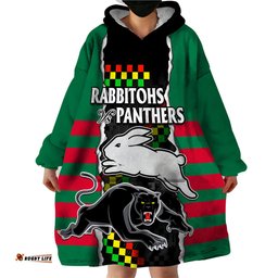 nrl combine rabbitohs and panthers wearable blanket hoodie