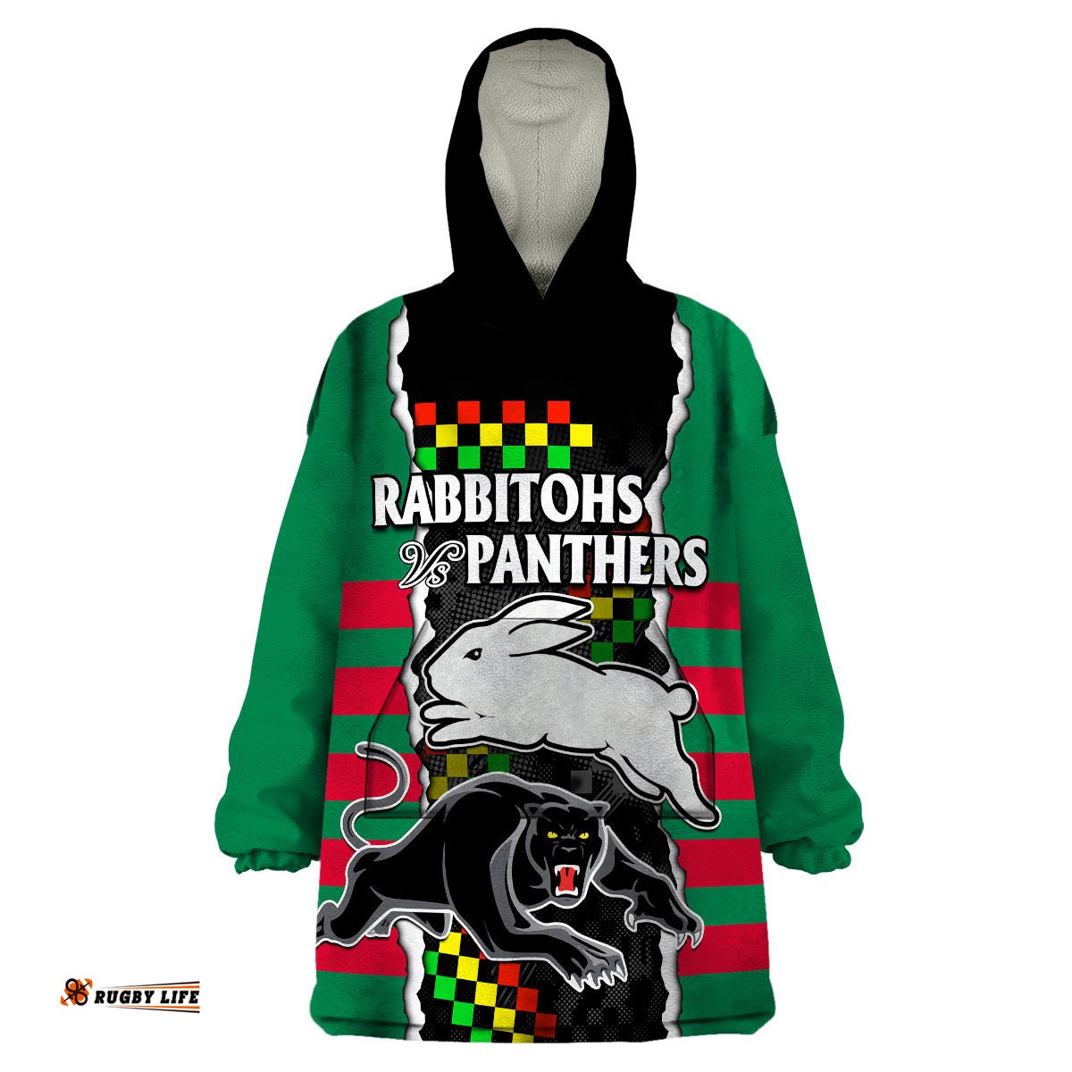 nrl combine rabbitohs and panthers wearable blanket hoodie