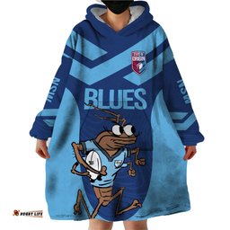 custom new south wales rugby wearable blanket hoodie blues cockroach origin sporty