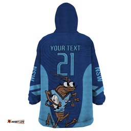 custom new south wales rugby wearable blanket hoodie blues cockroach origin sporty