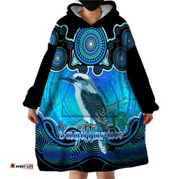 personalised australia sagittarius kookaburra zodiac wearable blanket hoodie auz astrology aboriginal aqua