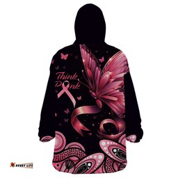 think pink butterfly ribbon aboriginal art wearable blanket hoodie