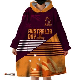 nrl broncos australia day custom wearable blanket hoodie sydney opera house style