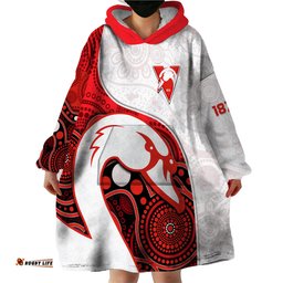 swans football wearable blanket hoodie go swannies indigenous art