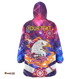 Australia Sea Eagles Snug Hoodie - Custom Australia Sea Eagles Champions with Aboriginal Inspired Abstract Dot Painting Player And Number Oodie Blanket