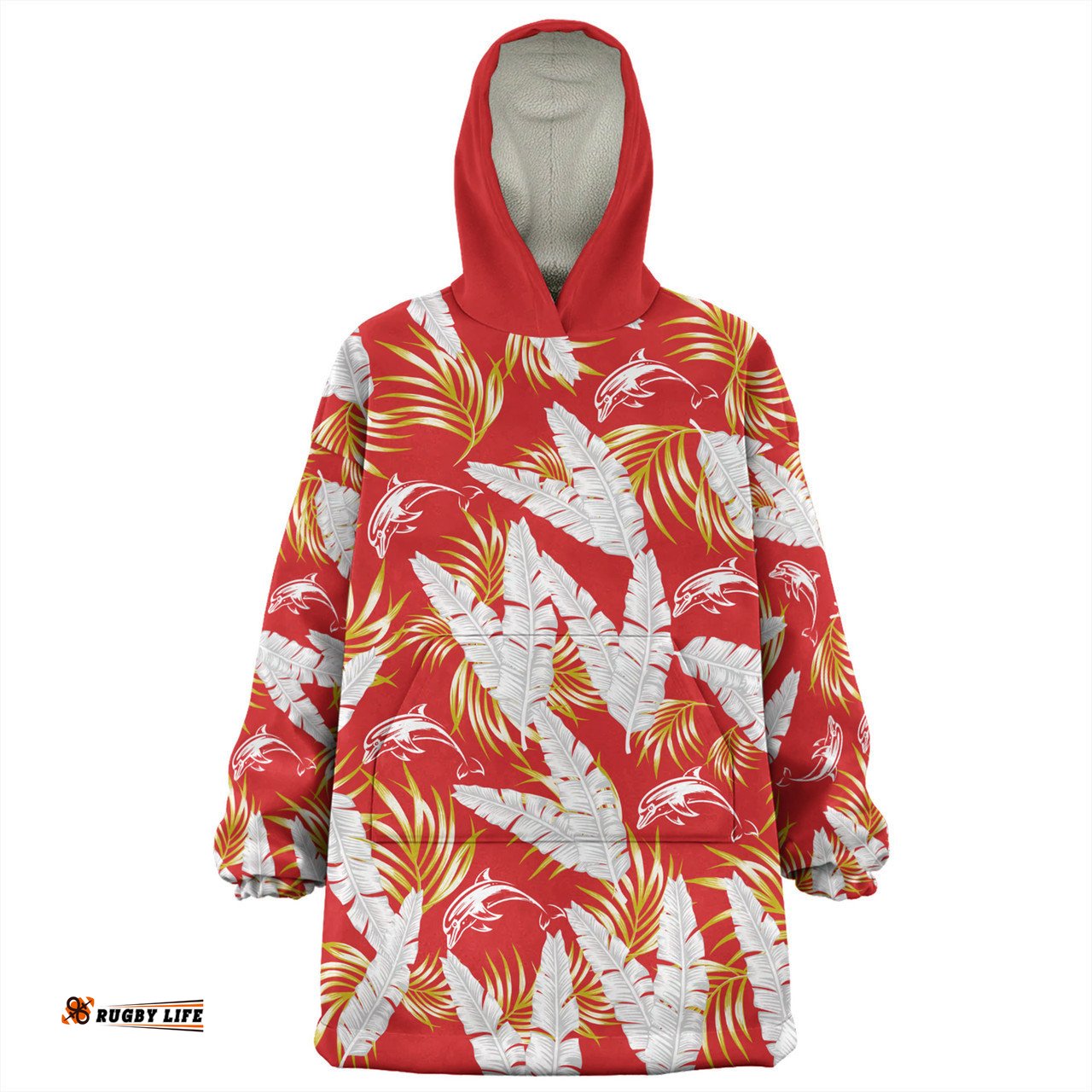 Redcliffe Dolphins Custom Snug Hoodie - Tropical Patterns Redcliffe Dolphins Snug Hoodie