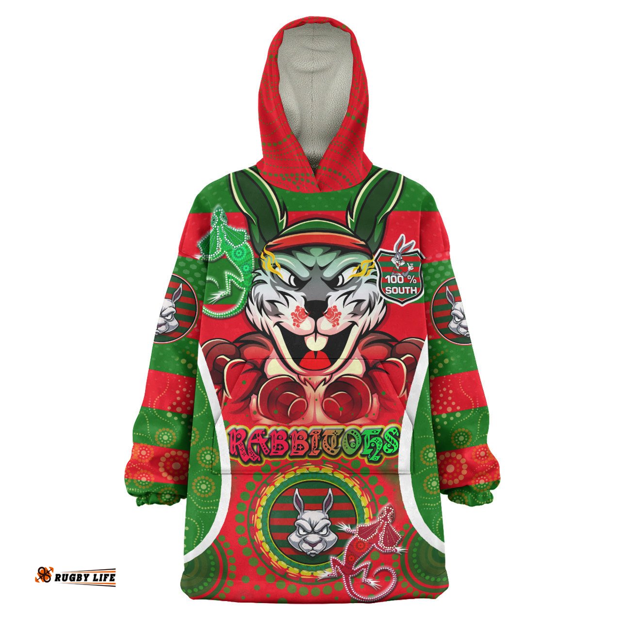 South Sydney Rabbitohs Snug Hoodie - 100% South Personalised Player And Number Indigenous Oodie