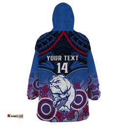 personalised bulldogs football wearable blanket hoodie doggies aboriginal mix polynesian pattern
