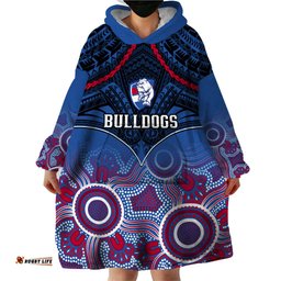 personalised bulldogs football wearable blanket hoodie doggies aboriginal mix polynesian pattern