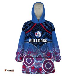 personalised bulldogs football wearable blanket hoodie doggies aboriginal mix polynesian pattern