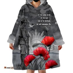 remembrance day wearable blanket hoodie soldier australian army rising sun with red poppy