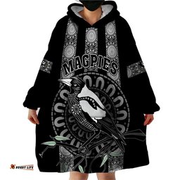 personalised collingwood football wearable blanket hoodie champions go magpies