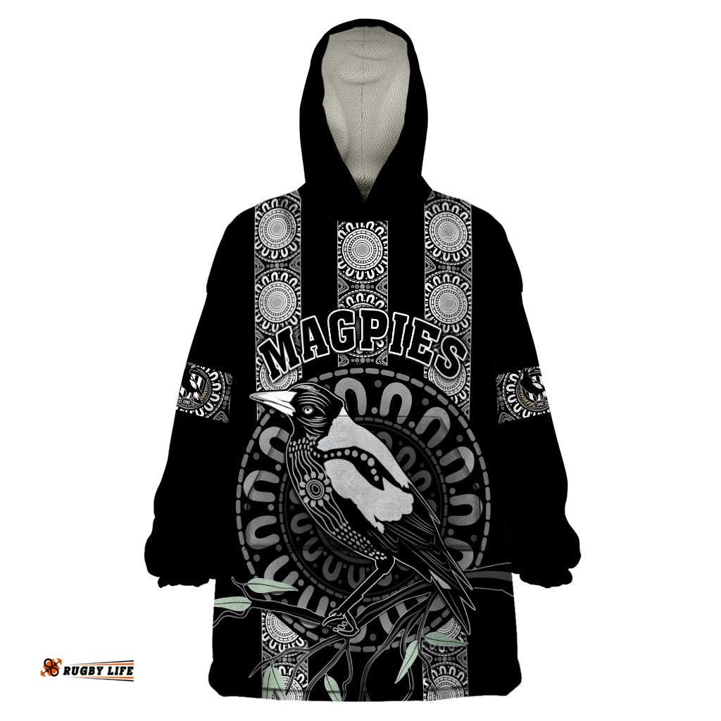 personalised collingwood football wearable blanket hoodie champions go magpies