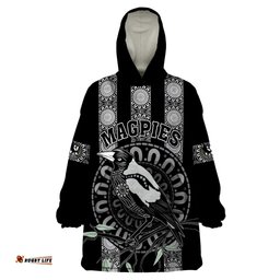 personalised collingwood football wearable blanket hoodie champions go magpies
