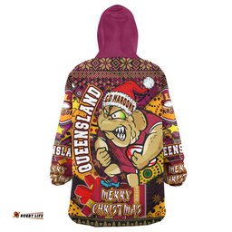 Cane Toads Christmas Snug Hoodie - Custom QLD Go Maroons Cane Toads Aboriginal Inspired With Snowflake Oodie Blanket