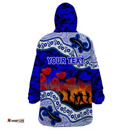 custom personalised anzac day nrl bulldogs wearable blanket hoodie aboriginal lizard patterns