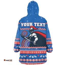Newcastle Knights Christmas Custom Snug Hoodie - Ugly Xmas And Aboriginal Patterns For Die Hard Fan Snug Hoodie