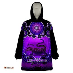personalised australia capricorn goanna zodiac wearable blanket hoodie auz astrology aboriginal purple
