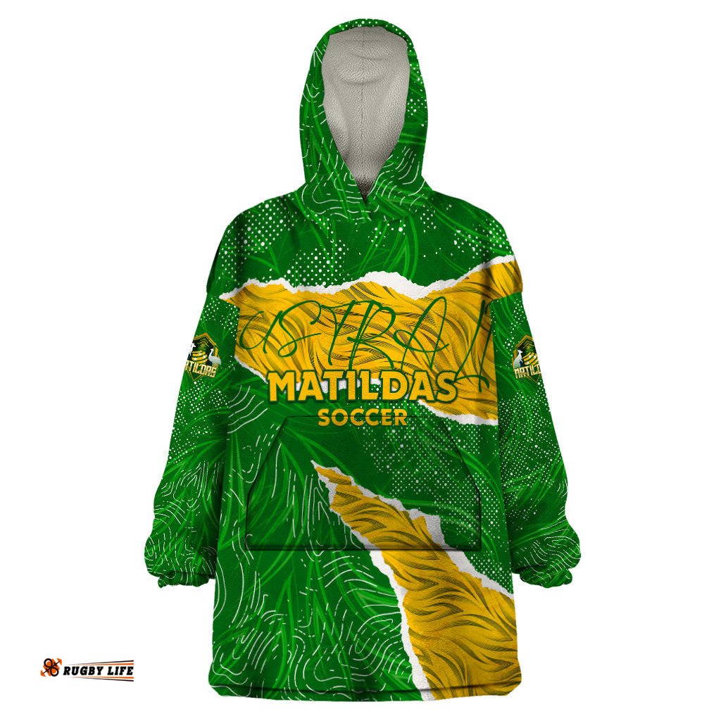 personalised matildas wearable blanket hoodie australia soccer fingerprint dt02