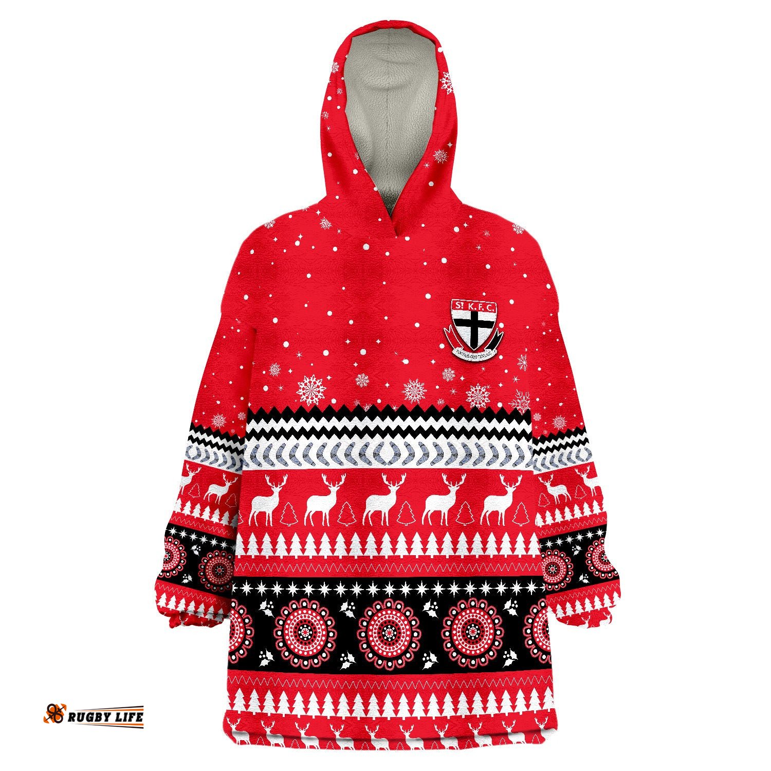 saints christmas indigenous st kilda football wearable blanket hoodie