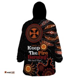 australia naidoc 2024 wearable blanket hoodie keep the fire burning aboriginal art