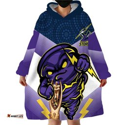 personalised storm rugby 2024 wearable blanket hoodie mascot with trophy go champions aboriginal art
