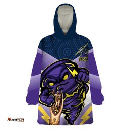 personalised storm rugby 2024 wearable blanket hoodie mascot with trophy go champions aboriginal art