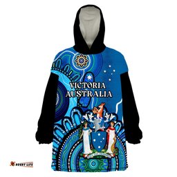 victoria state wearable blanket hoodie australian indigenous art