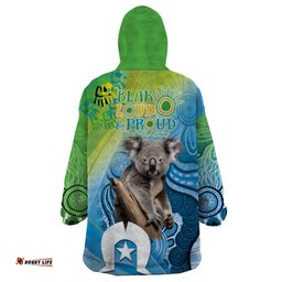 vivid minimal koala naidoc 2024 wearable blanket hoodie aboriginal art style