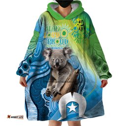 vivid minimal koala naidoc 2024 wearable blanket hoodie aboriginal art style