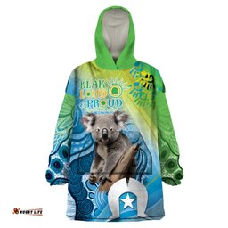 vivid minimal koala naidoc 2024 wearable blanket hoodie aboriginal art style