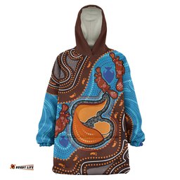Australia Custom Snug Hoodie - Aboriginal Inspired Mother And Son Platypus Art Land And River Concept Oodie Blanket