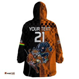 custom nrl tigers combine panthers rugby wearable blanket hoodie sporty style