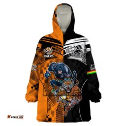 custom nrl tigers combine panthers rugby wearable blanket hoodie sporty style