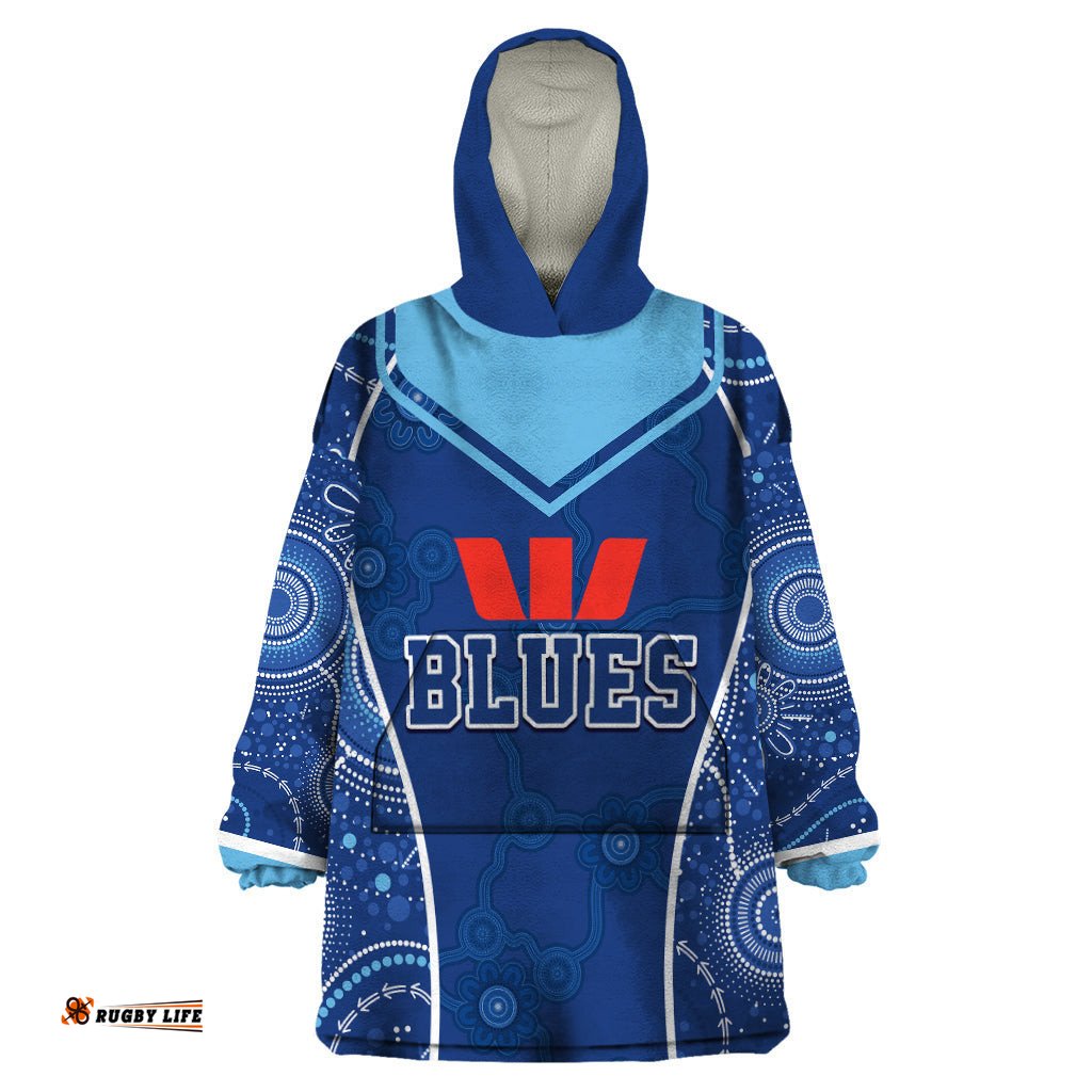 personalised indigenous nsw blues rugby wearable blanket hoodie state of origin blue dynamic
