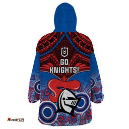 knights rugby wearable blanket hoodie aboriginal mix polynesian pattern