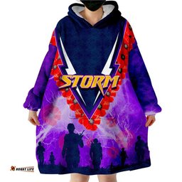 nrl storm wearable blanket hoodie anzac day poppy flowers jersey