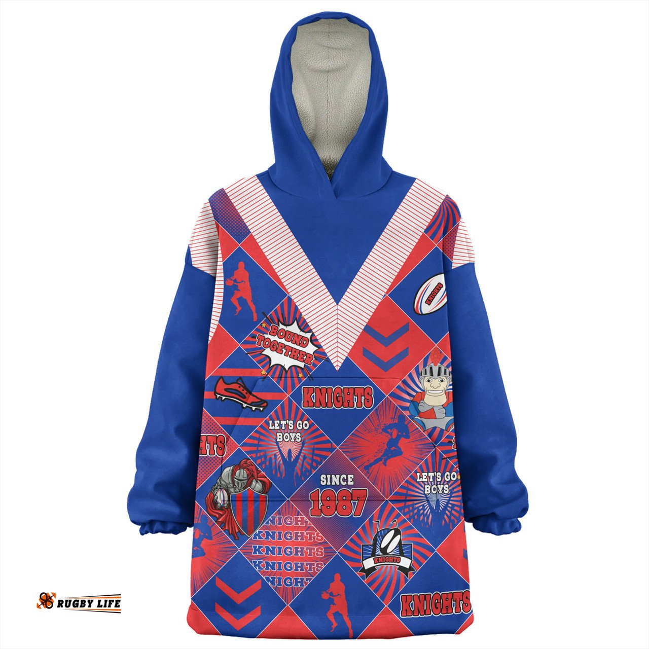Newcastle Knights Sport Snug Hoodie - Argyle Patterns Style Tough Fan Rugby For Life