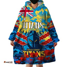 custom text and number titans rugby anzac wearable blanket hoodie lest we forget
