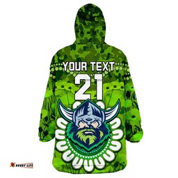 custom personalised raiders rugby anzac wearable blanket hoodie camouflage poppy