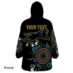 personalised panthers aboriginal dot wearable blanket hoodie go the mighty panthers