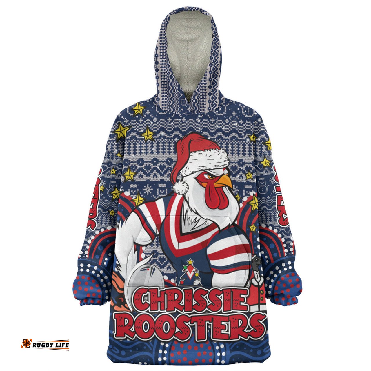 Sydney Roosters Christmas Custom Snug Hoodie - Christmas Knit Patterns Vintage Jersey Ugly Snug Hoodie